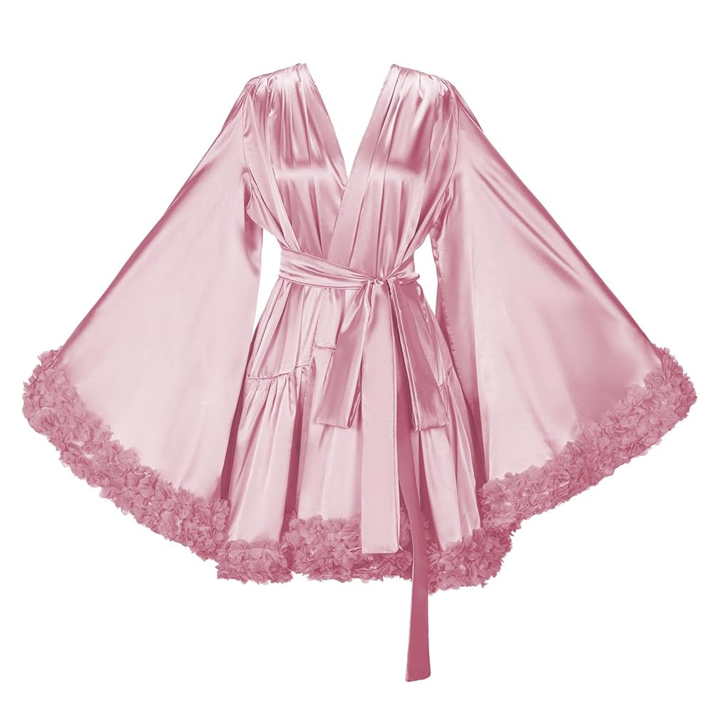 Women's Silk Bathrobe Short Lingerie bridal robes for bride Old Hollywood Maternity Photoshoot fo... | Amazon (US)