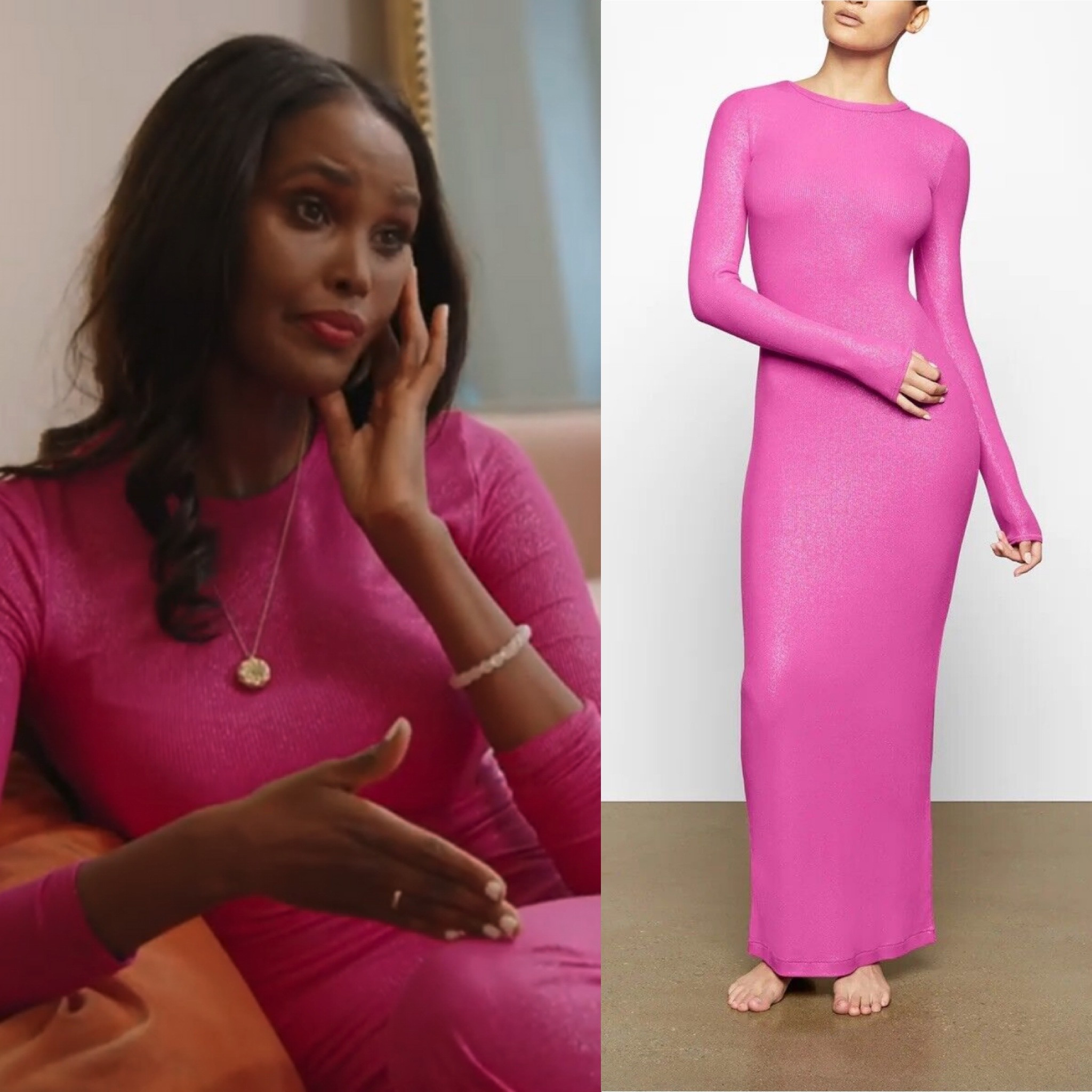 skims pink shimmer dress SKIMS