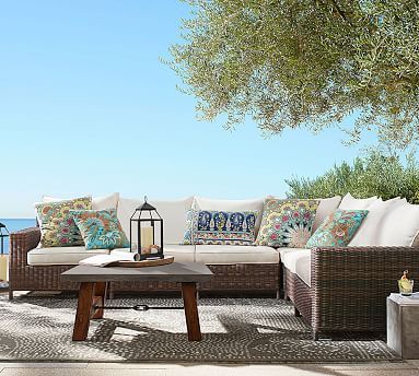 Torrey All-Weather Wicker 6-Piece Square Arm Sectional | Pottery Barn (US)