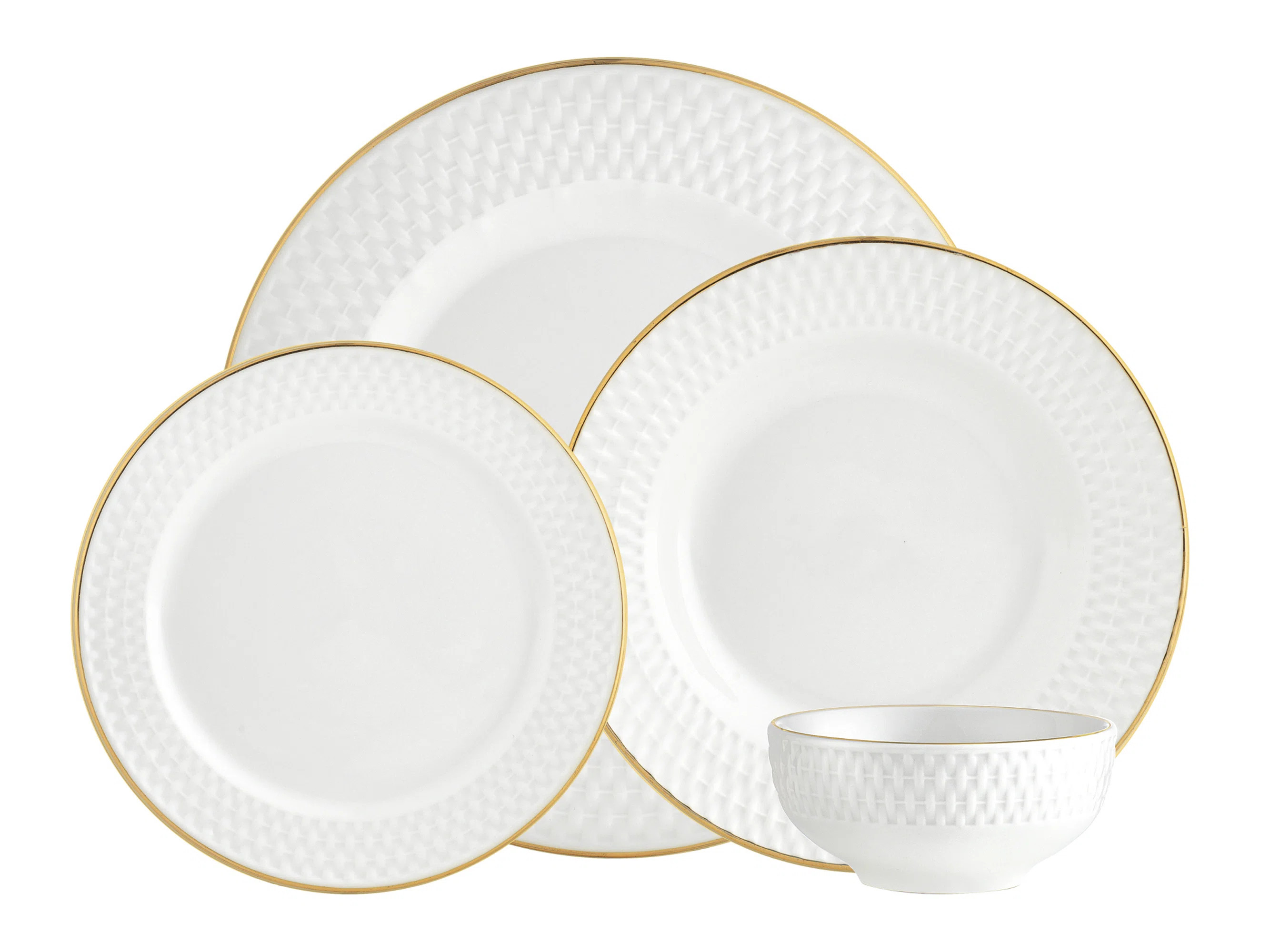 Avea Gold Rim 16 Piece Porcelain Dinnerware Set | Wayfair North America