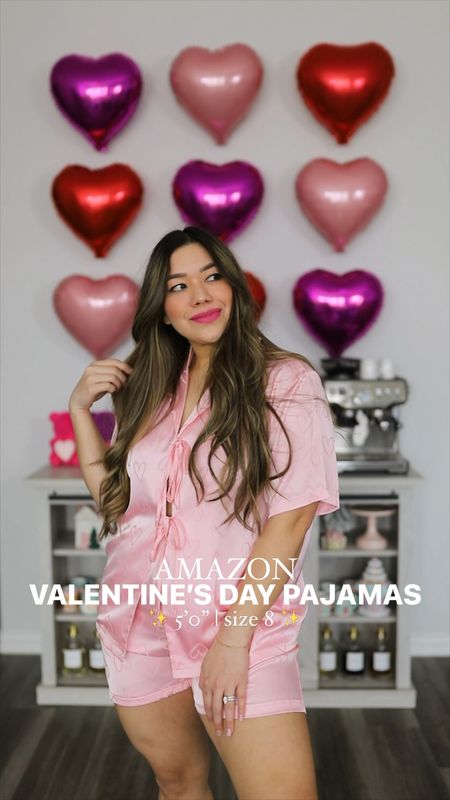 wearing medium in both the blue and pink pjs. Fits TTS!

These under $30 Amazon heart satin pjs are seriously sooooo silky & perfect for Galentine’s or Valentine’s Day 🩷🩵 Love love loveeeee the little bow ties 🎀

Valentine’s Day pajamas, Galentine’s Day pajamas, valentine’s pjs, Amazon pajama set, Amazon fashion, Amazon pajamas, Amazon pjs, silk pajamas, satin pajamas, Amazon pj set, Amazon finds, midsize outfit inspo, heart pajamas, pink pajamas, blue pajamas 

#LTKSeasonal #LTKmidsize #LTKfindsunder50