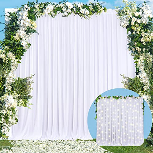 White Backdrop Curtain for Parties Wedding Wrinkle Free White Photo Curtains Backdrop Drapes Fabric Decoration for Baby Shower 5ft x 7ft,2 Panels | Amazon (US)