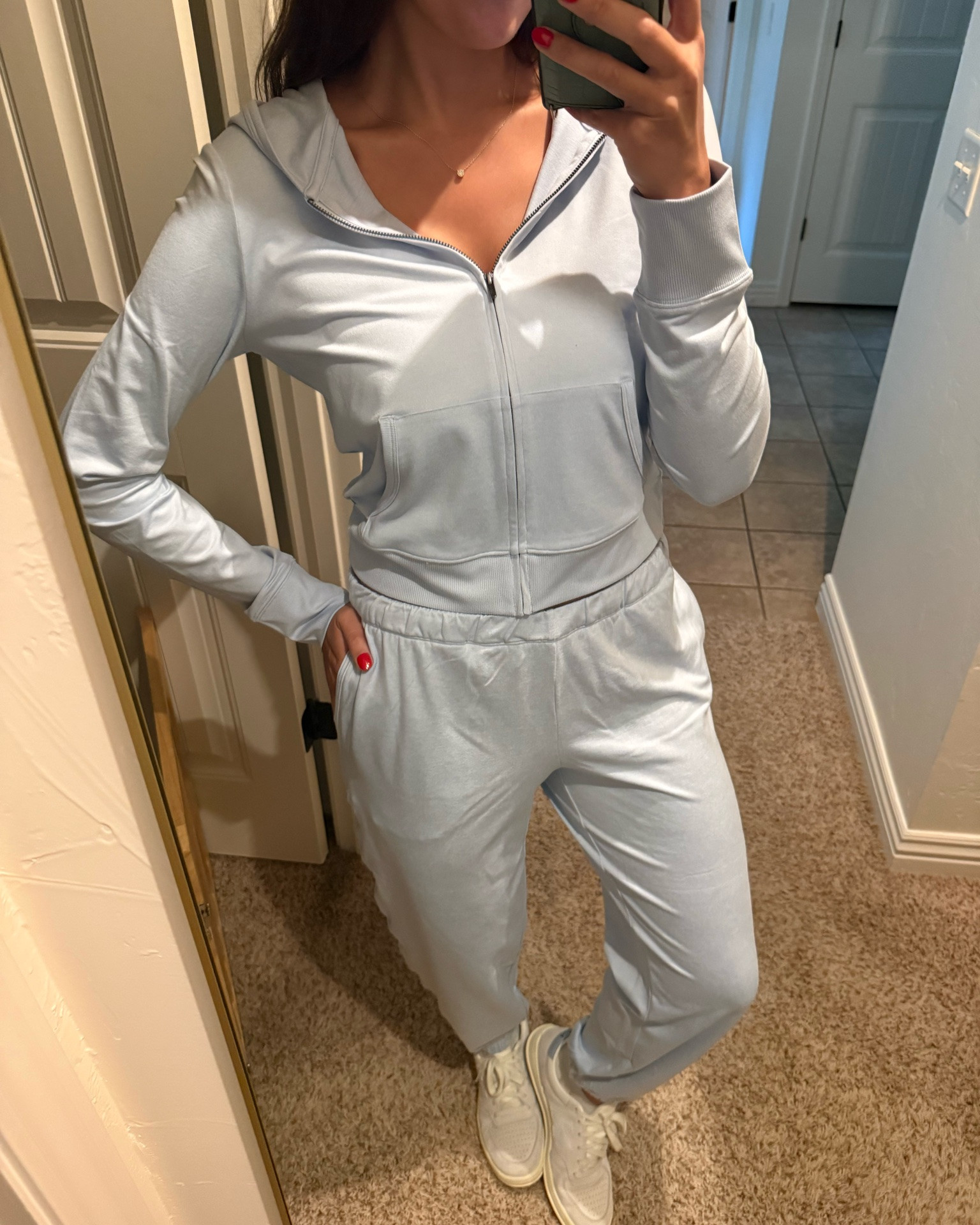 the softest coziest sweat set. Size medium 🩵

#LTKootd