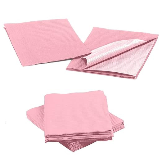 Pink Disposable Dental Bibs 13"x18" - 3 Ply Waterproof Tattoo Bib Sheet for Patients - Dentist or... | Amazon (US)