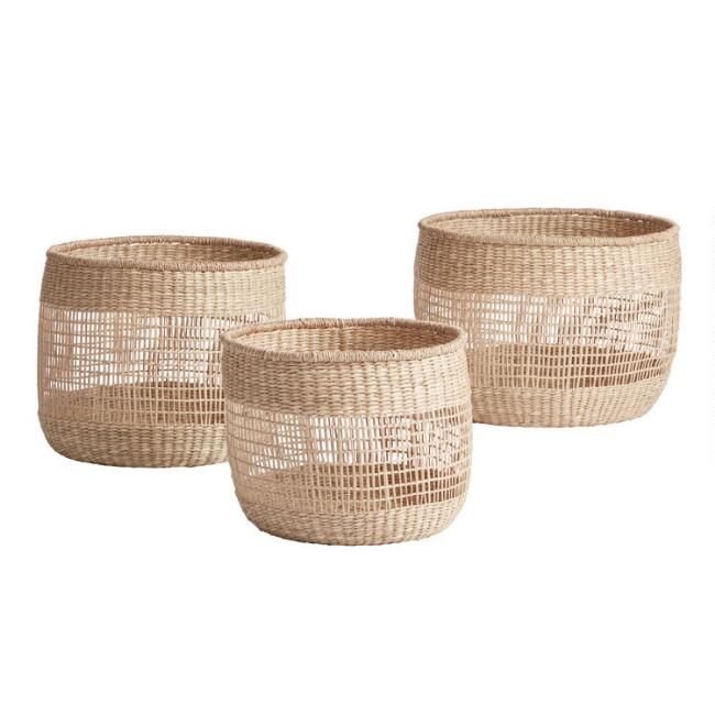 Dakota Natural Seagrass Open Weave Basket | World Market