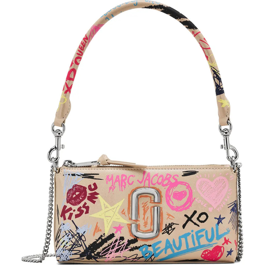 Marc Jacobs The Punk Scribble Snapshot Convertible Shoulder Bag in Beige Multi at Nordstrom | Nordstrom