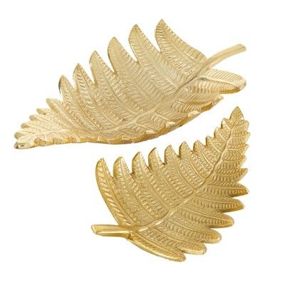 Set of 2 Contemporary Leaf Trays Gold - Olivia & May | Target