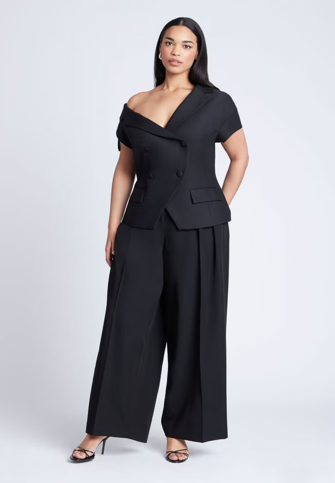 Asym Neckline Short Sleeve Blazer | Eloquii