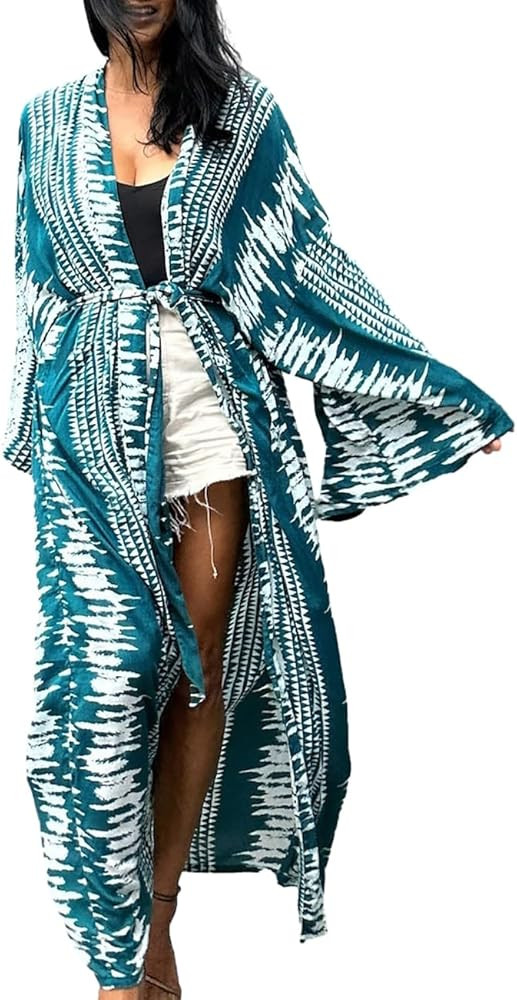 Bsubseach Stylish Tie Dye Open Front Long Kimono Swimsuit Cover up for Women | Amazon (US)