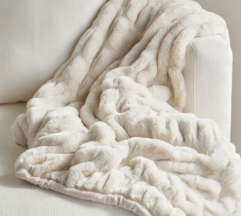 Faux Fur Ruched Throw Blankets | Pottery Barn | Pottery Barn (US)