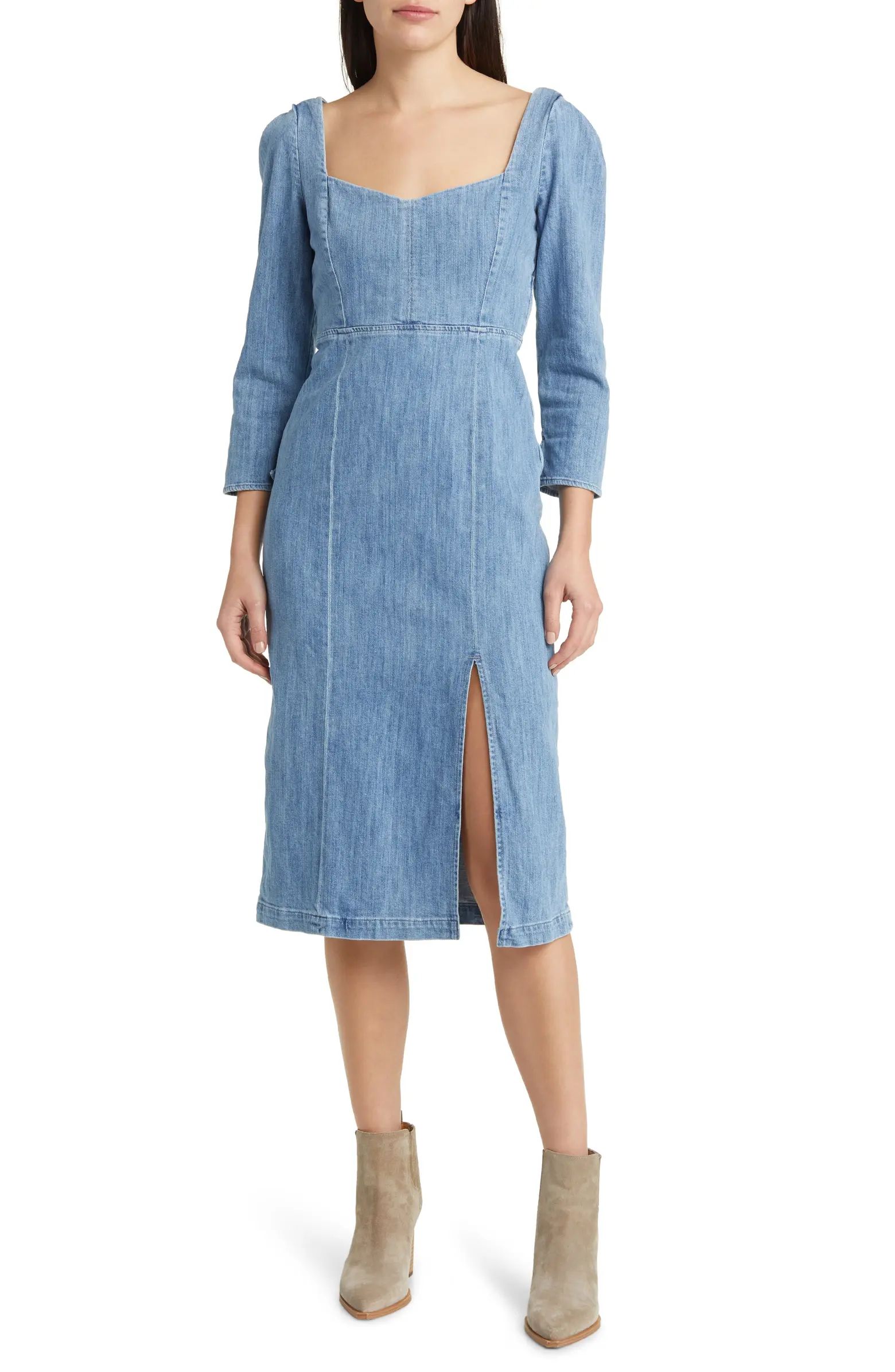 Tallulah Long Sleeve Denim Midi Dress | Nordstrom