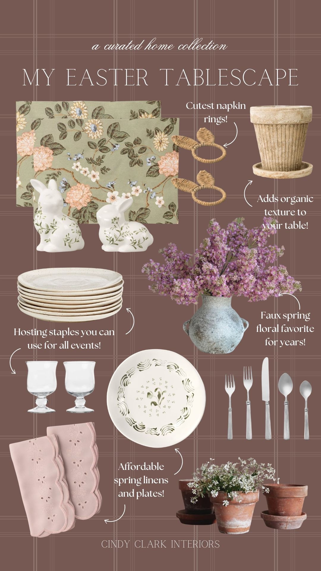 A curated Easter tablescape! A beautiful spring mix of florals, pastels, terracotta and woven textures, and the prettiest ceramics to complete this dainty and whimsical table setting  

#LTKHome