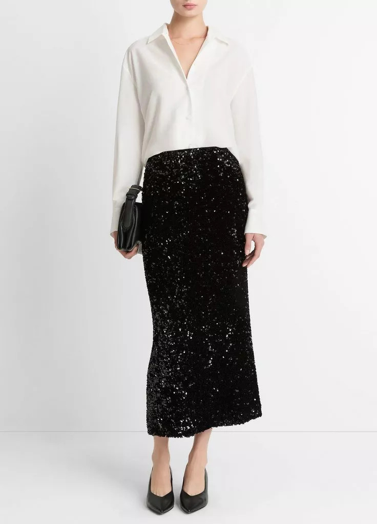 Sequined Velvet Column Skirt | Vince LLC