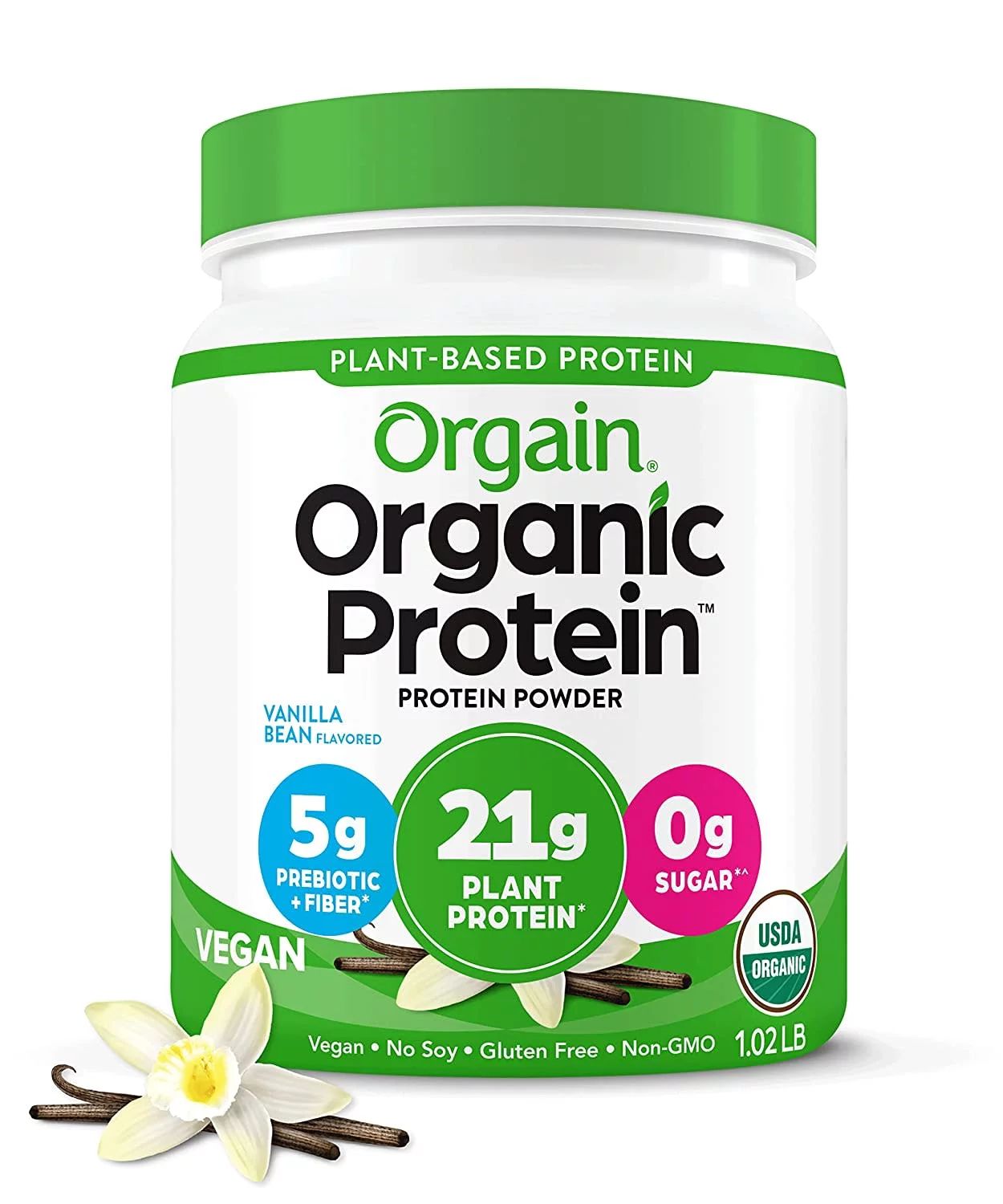 Orgain Organic Vegan 21g Protein Powder, Plant Based, Vanilla Bean 1.02lb | Walmart (US)