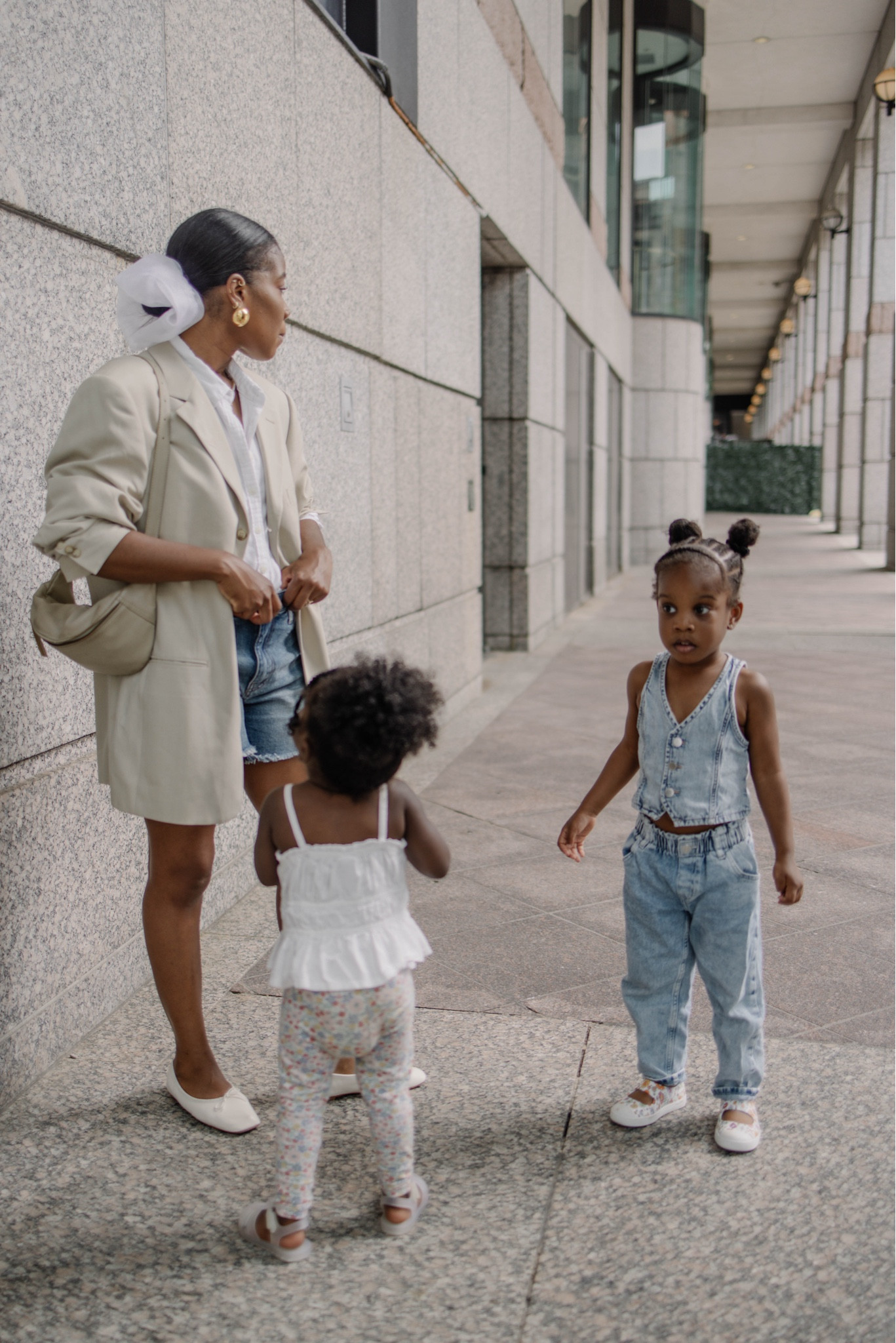 Mommy and me outfits kids floral shoes oversized blazer denim shorts white Bally flats toddler jelly sandals 

#LTKFamily #LTKStyleTip #LTKKids