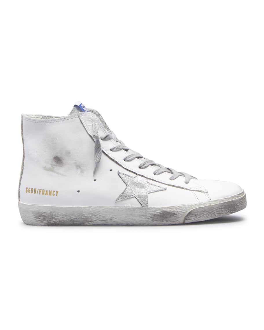 Francy Mixed Leather Mid-Top Sneakers | Neiman Marcus