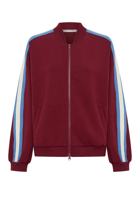 Zipper Track Bomber in Burgundy | Bohemian Traders