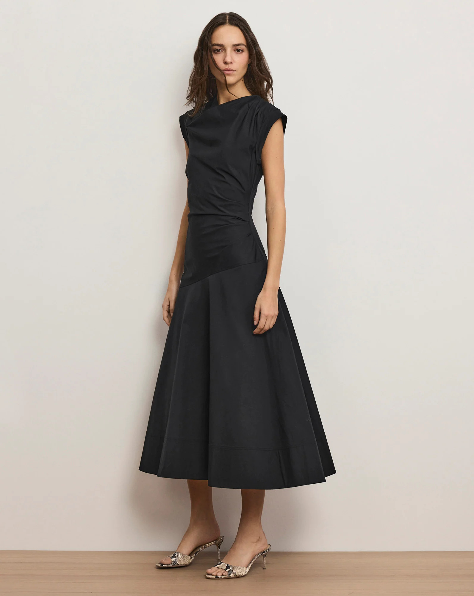 Veronica Beard Lisette Cotton Poplin Midi Dress Black | Veronica Beard