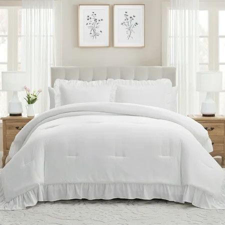 My Texas House King Comforter Set, All-Season, 3-Piece, White Ruffle | Walmart (US)
