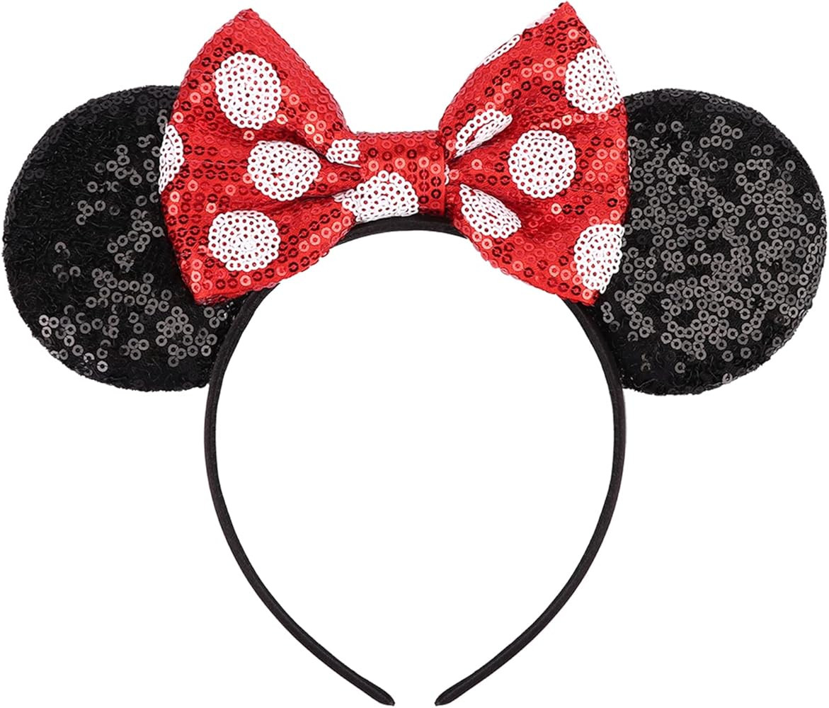 Mouse Ears Headbands with Bow Minnie Ears Cosplay Costume Hair Accessories for Women Birthday Par... | Amazon (US)