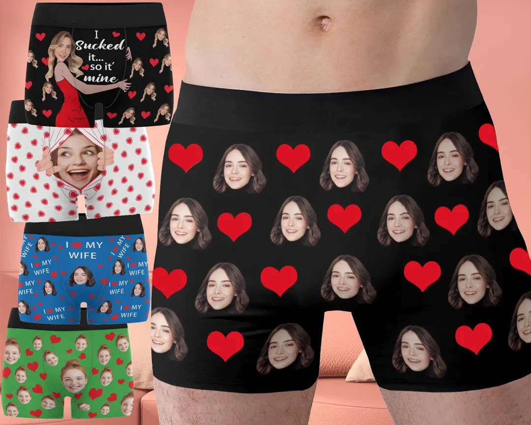 Personalized Face Boxers, Custom Underwear for Him, Photo Anniversary Gift - Etsy | Etsy (US)