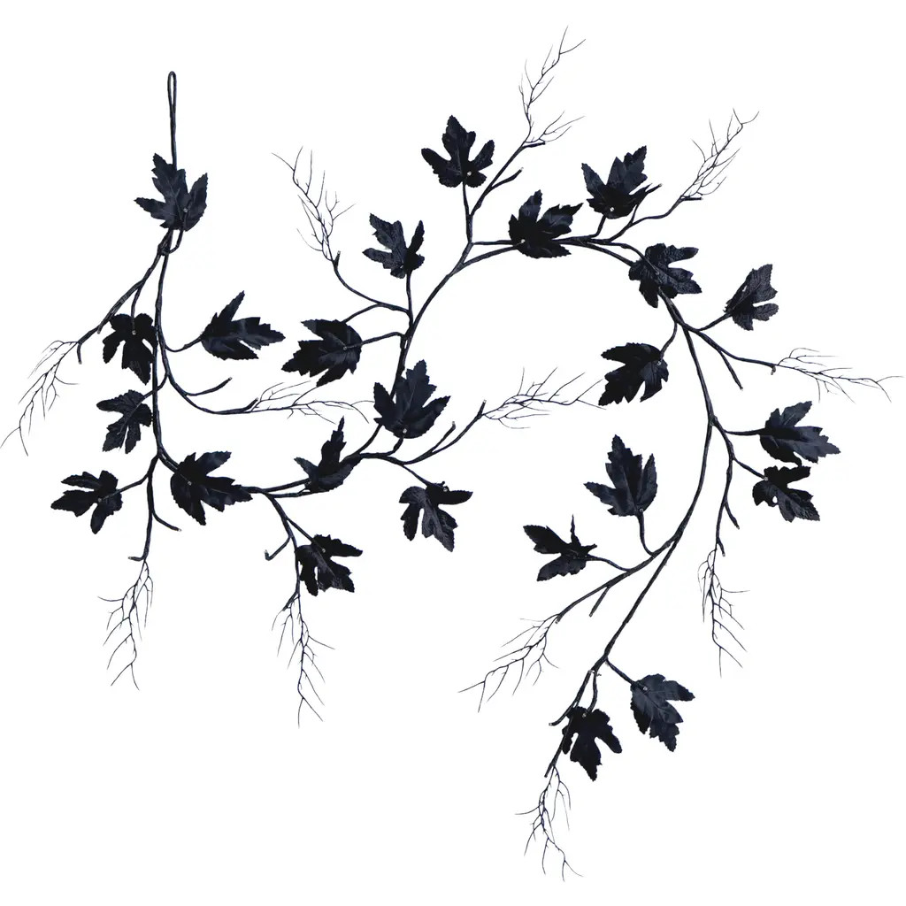 NEARLY NATURAL 6.5-ft Pre-Lit Artificial Halloween Black Maple Garland with 48 Orange & Purple LED Lights at Nordstrom | Nordstrom