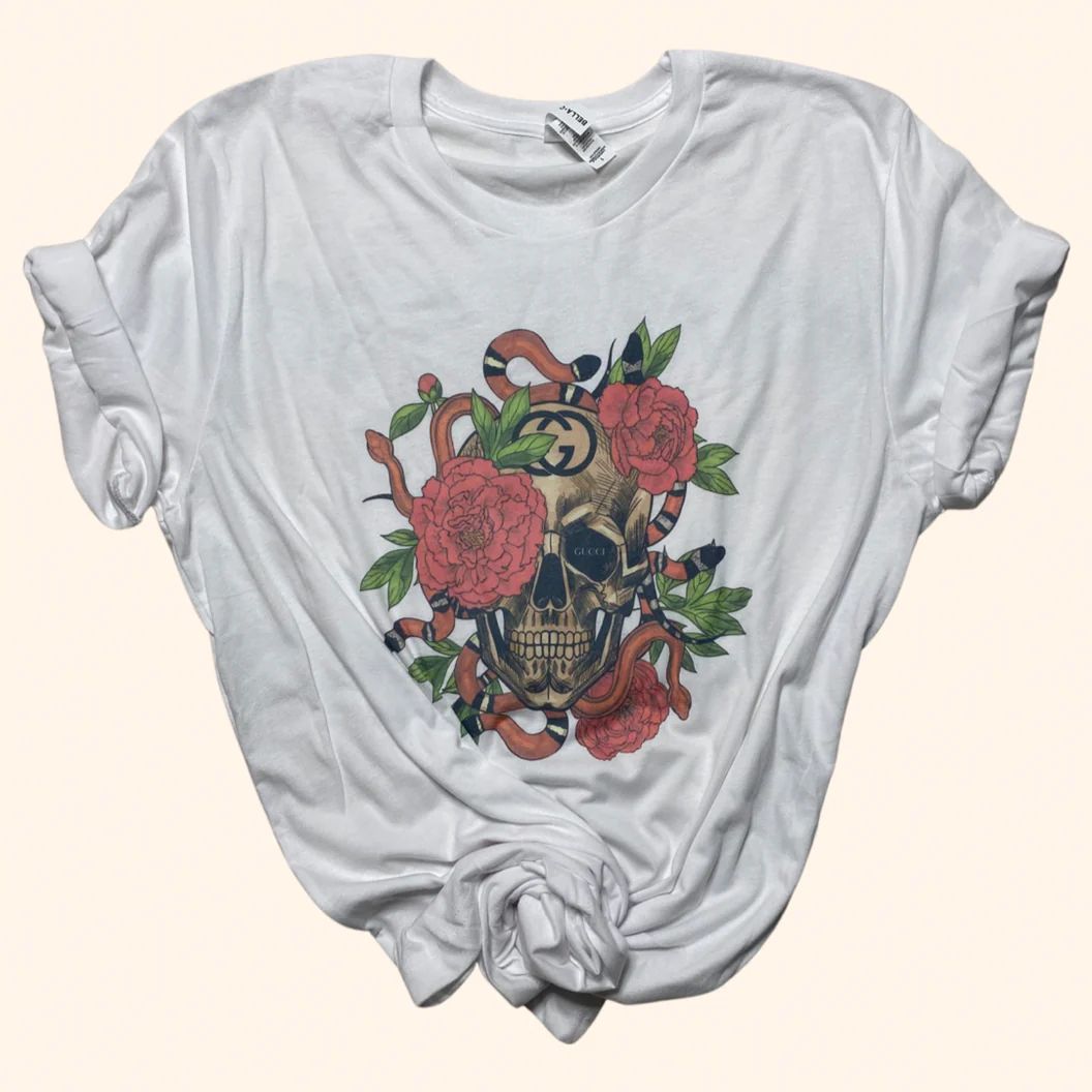 Floral Skull Graphic Tee Shirt ( Vintage Feel ) | Sassy Queen