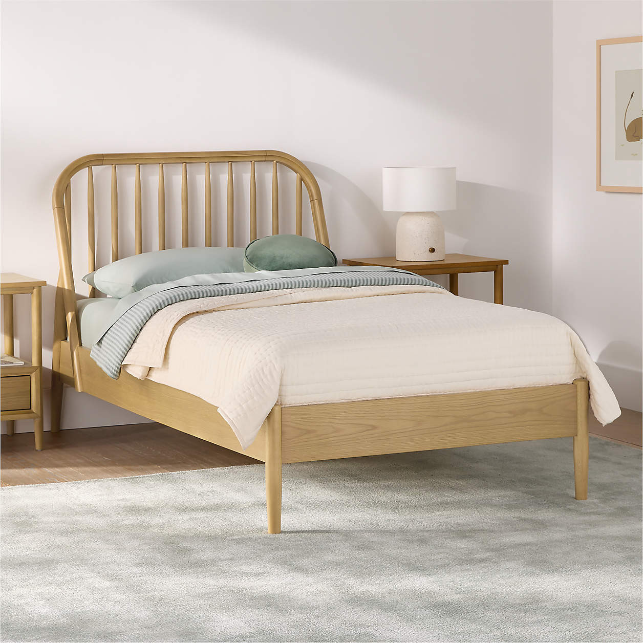 Bodie Spindle Natural Oak Wood Kids Twin Bed + Reviews | Crate & Kids | Crate & Barrel
