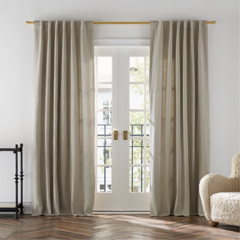 Warm Beige EUROPEAN FLAX -Certified Linen Blackout Window Curtain Panel 52"x96" + Reviews | Crate... | Crate & Barrel