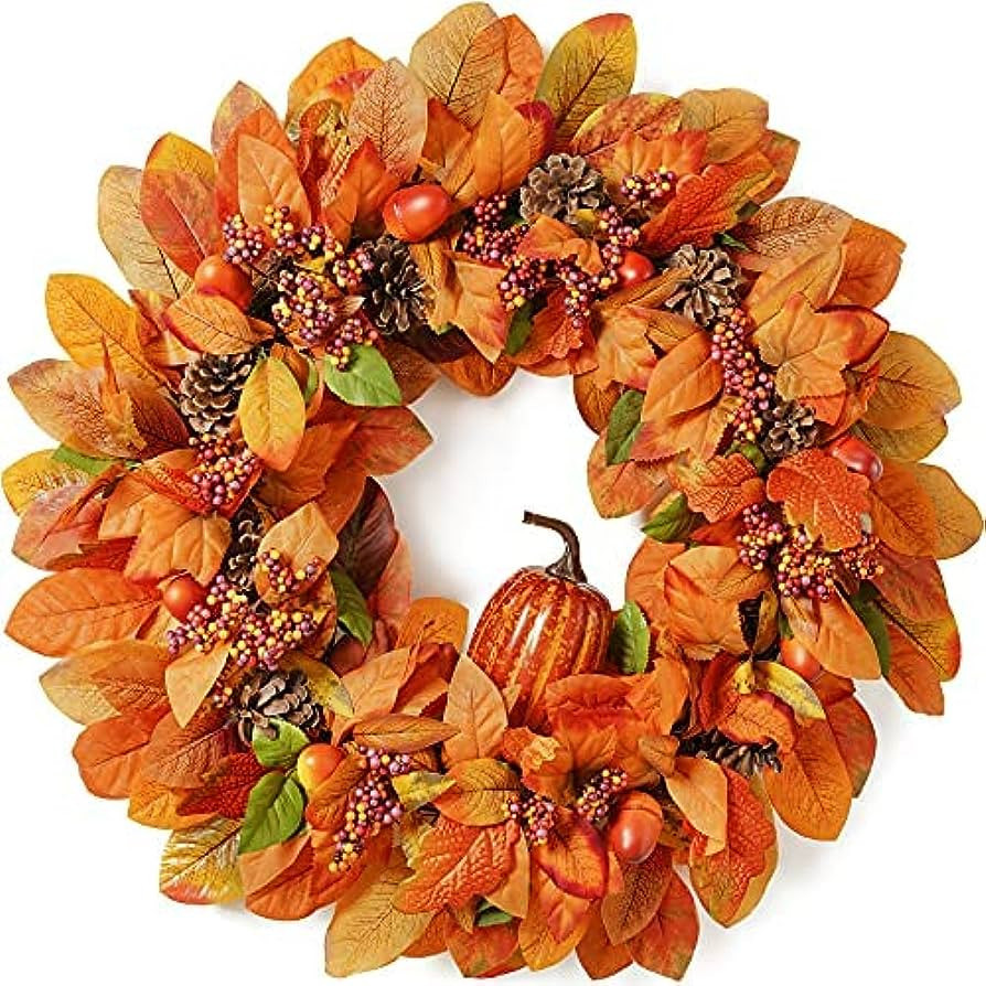 Large Fall Wreath for Front Door, 26" Fall Wreath, Autumn Wreath for Door & Fireplace & Farmhouse... | Amazon (US)