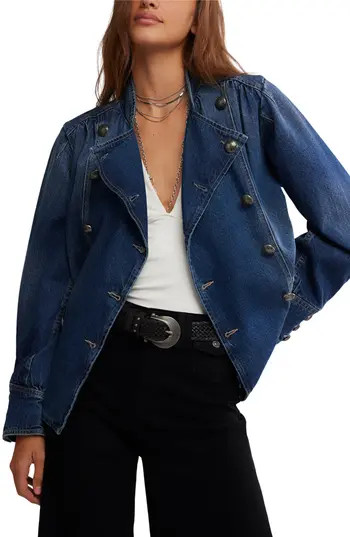 Free People Imogene Double Breasted Denim Jacket in Ensign Wash at Nordstrom Rack, Size Small | Nordstrom Rack