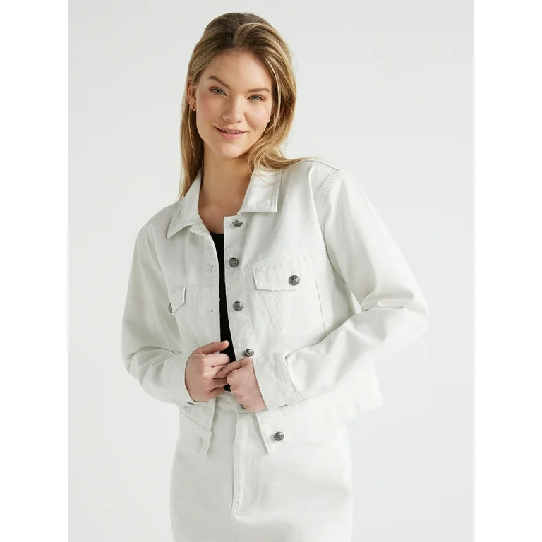 Scoop Women’s Crop Jean Jacket, Sizes XS-XXL | Walmart (US)