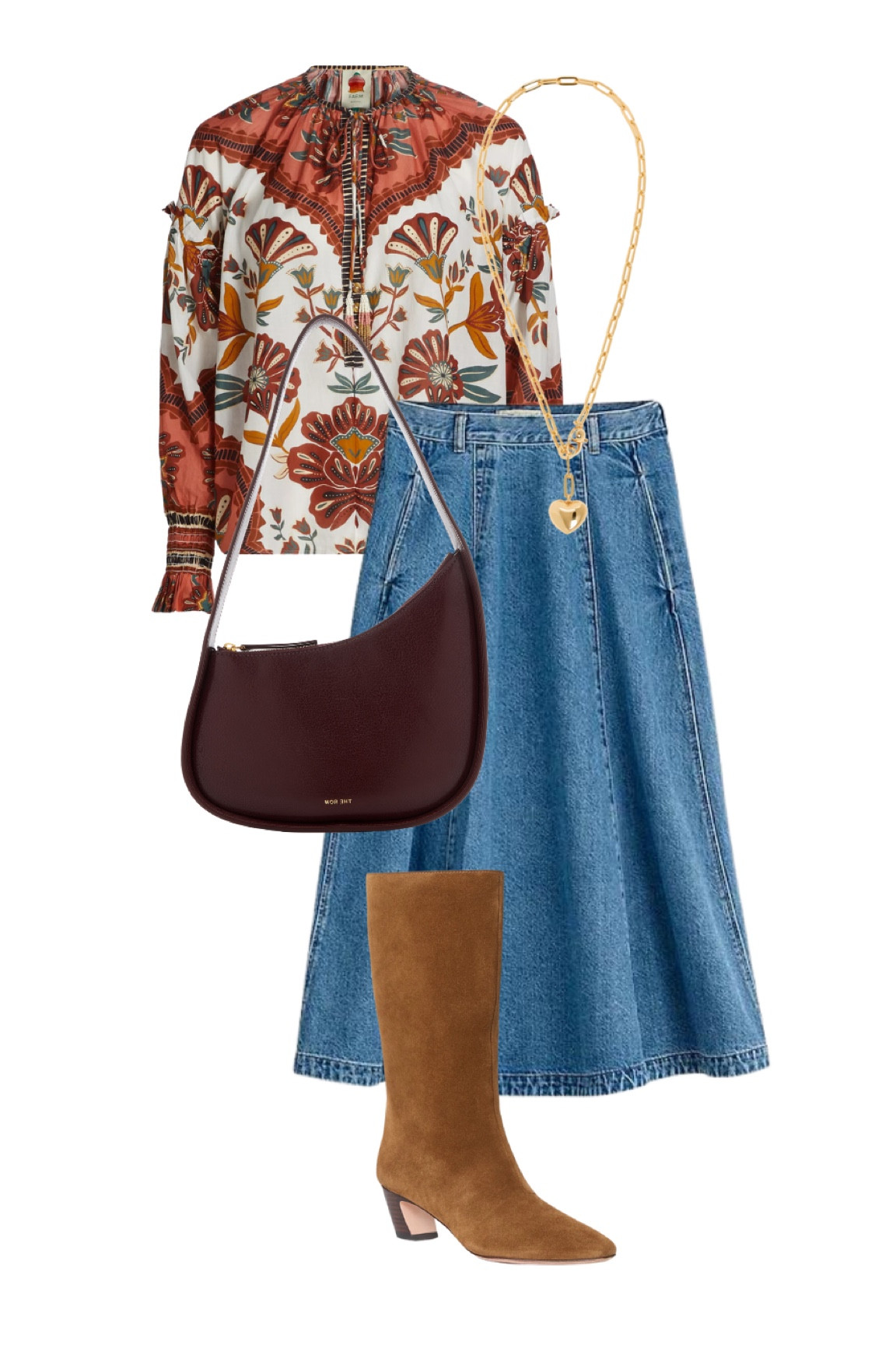 The ever-present denim skirt trend with a gorgeous Farm Rio top, unique bag, and Loeffler Randall mid-calf boot - topped off with a puffy heart necklace 🤌🏻

#LTKShoeCrush #LTKStyleTip #LTKSeasonal