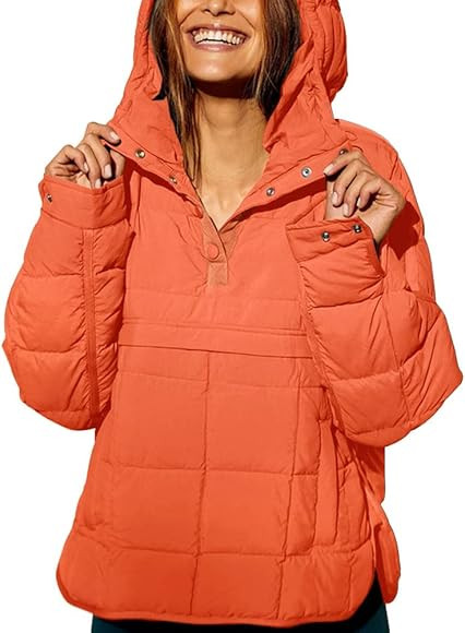 chouyatou Women's Quilted Pullover Puffer Jacket Packable Hooded Oversize Winter Coat Tops | Amazon (US)