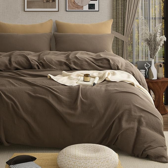 Muslin Duvet Cover 100% Washed Cotton, King Size Duvet Cover Set Linen Like, Minimalist Soft Comf... | Amazon (US)