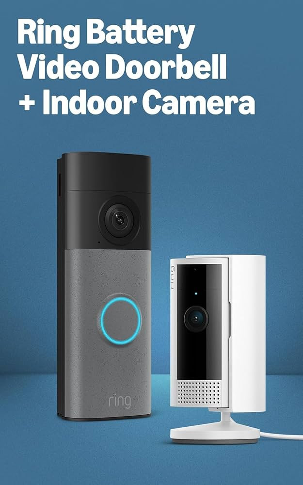 Ring Battery Doorbell (newest model), Speckled Gray with Indoor Cam, White | Amazon (US)