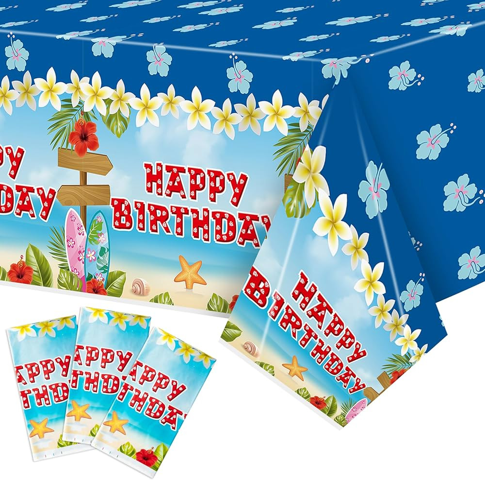 Hawaii Tablecloth Covers Decorations - 3pcs Cartoon Themed Table Cloths, Hawaiian Luau Disposable... | Amazon (US)