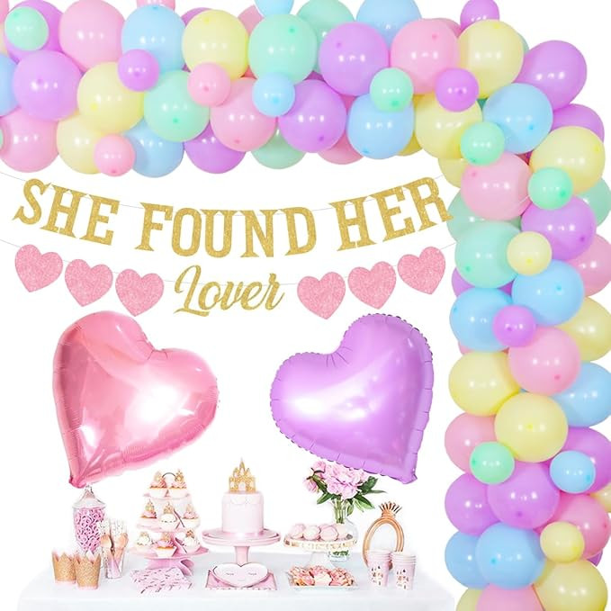Sursurprise She Found Her Lover Banner Pastel Balloon Garland Kit for Bachelorette Party Decorati... | Amazon (US)