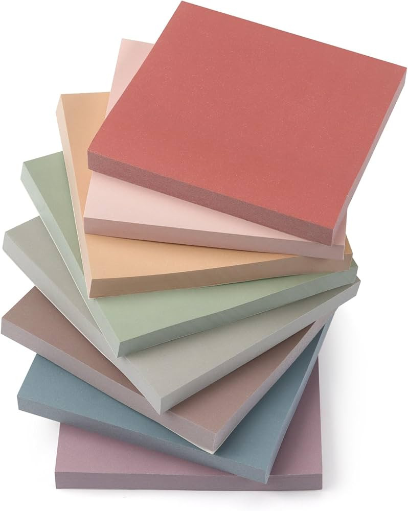 Sticky Notes 3x3 Self-Stick Notes Pads with 8 Morandi Colors, Easy to Post for Office, School, Ho... | Amazon (US)