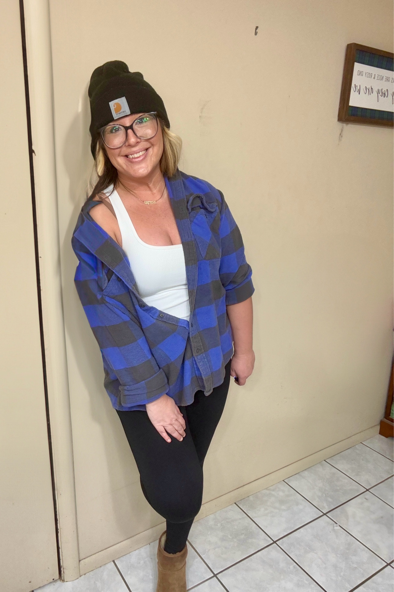 All flannels are on sale now!! 70% off! 
I got so many compliments on my outfit today, I started to think I was being punk’d. I was wearing my Nikes but switched to my Ugg slippers while I was in the house . 
Tank: xlarge
Flannel: medium (runs big)
Leggings: large

#LTKSaleAlert #LTKMidsize #LTKSeasonal