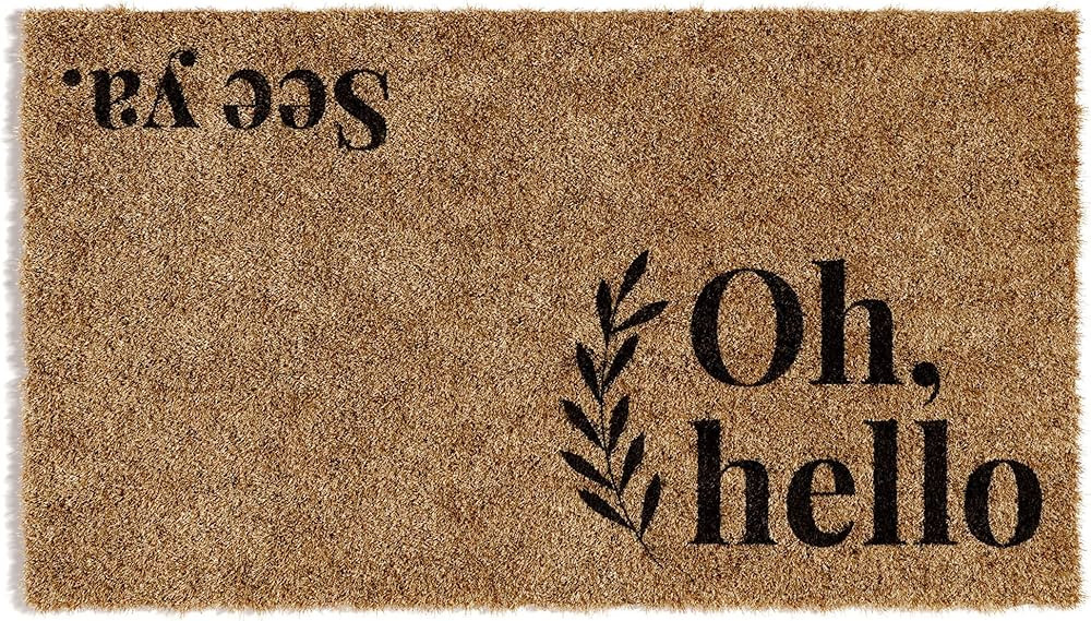 Barnyard Designs 'Oh Hello, See Ya' Doormat Welcome Mat for Outdoors, Large Front Door Entrance Mat, | Amazon (US)