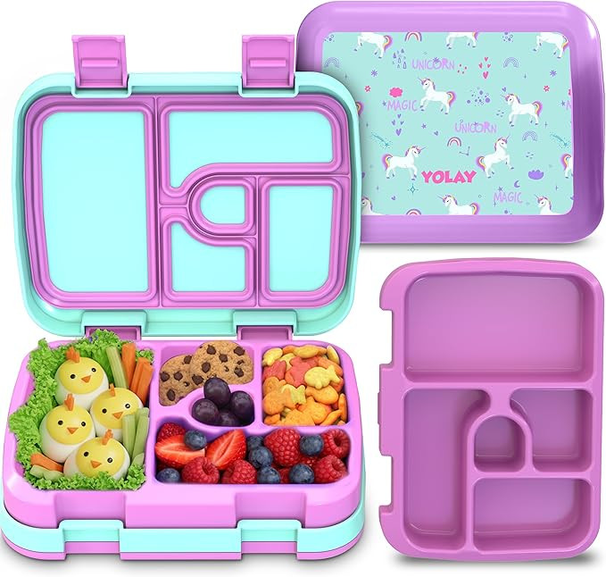 YOLAY Bento Box for Kids Lunch Box Leak-Proof, 5-Compartment Lunch Box Kids for Ages 3-10, Durabl... | Amazon (US)