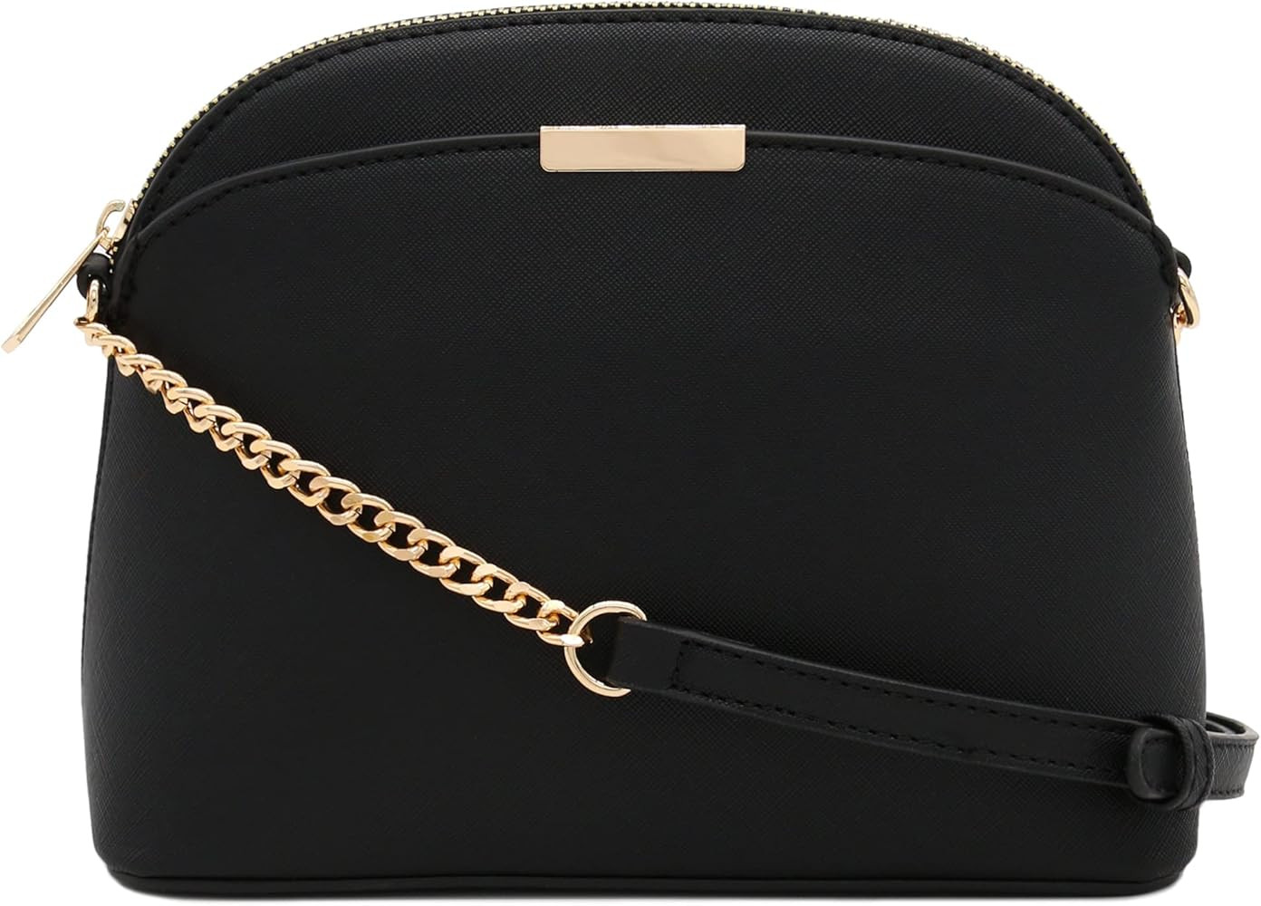 FashionPuzzle Saffiano Small Dome Crossbody bag with Chain Strap | Amazon (US)