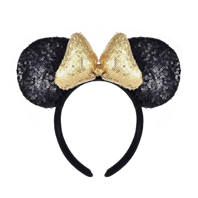 A Miaow 3D Black Mouse Sequin Ears Headband MM Glitter Butterfly Hair Clasp Park Supply Adults Wo... | Amazon (US)
