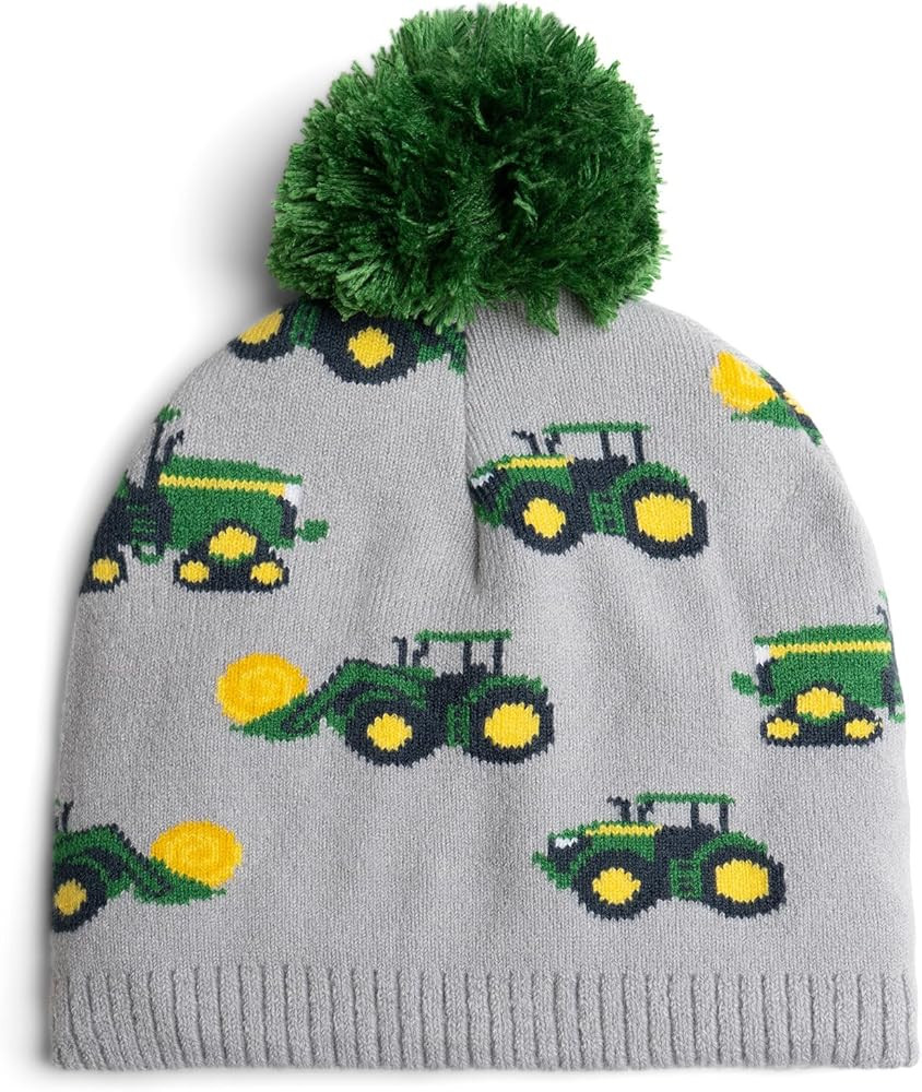 John Deere Tractor Construction Truck Pom Pom Beanie Kid to Adult Sizes | Amazon (US)