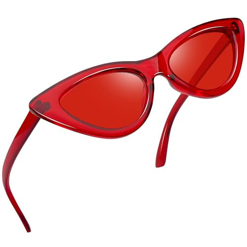 Joopin Trendy All Red Cateye Sunglasses UV400 Protection, Clear Vintage Cat Eye Sun Glasses, Chunky Stylish Shades for Women | Amazon (US)