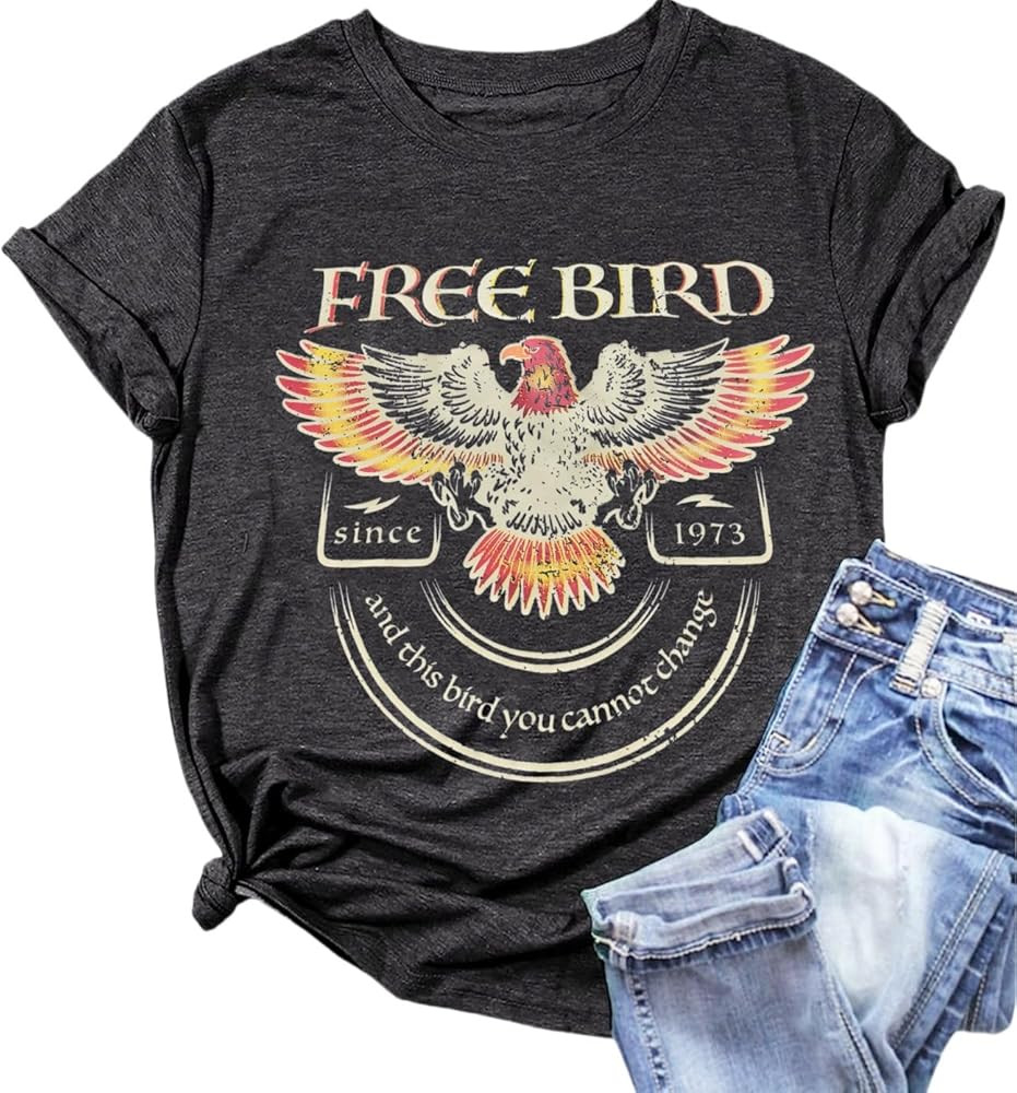 Women Vintage Rock Band Shirts Country Music Shirts Graphic Tees Concert Outfit Short Sleeve Tops | Amazon (US)