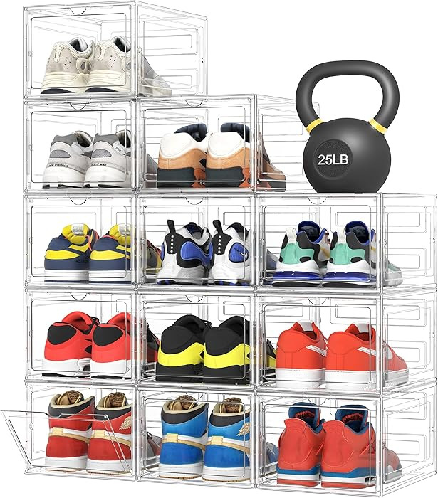 Pinkpum Upgraded Hard Shoe Storage Box 12 Pack X-Large Fit Size 12, Thicken & Sturdy Clear Plasti... | Amazon (US)