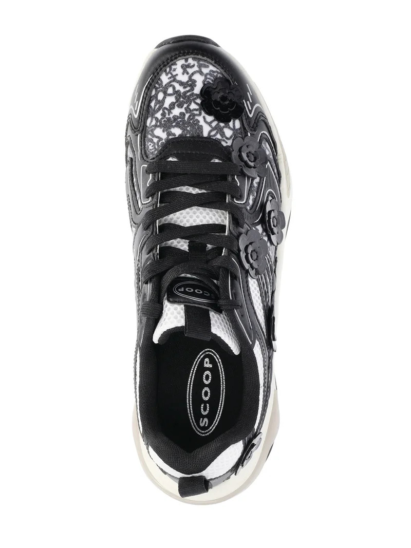 Scoop Women's Sporty Sneakers with Flower Appliques | Walmart (US)