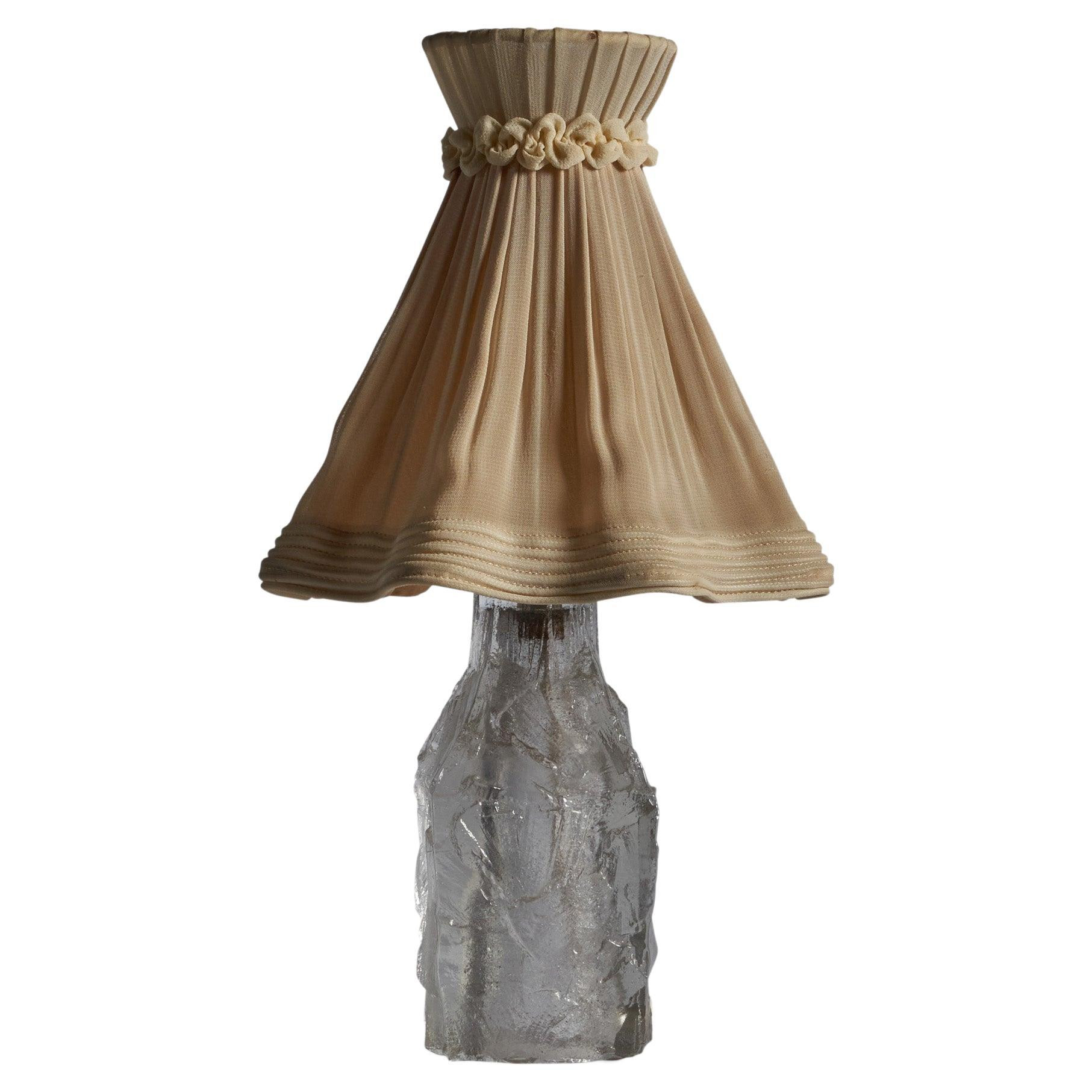 Swedish Designer, Table Lamp, Glass, Fabric, Sweden 1940s | 1stDibs